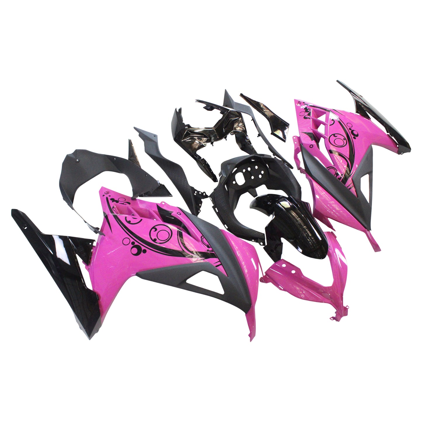Amotopart Kawasaki 2013-2017 EX300/NINJA300 Kit di carenatura rosa nera