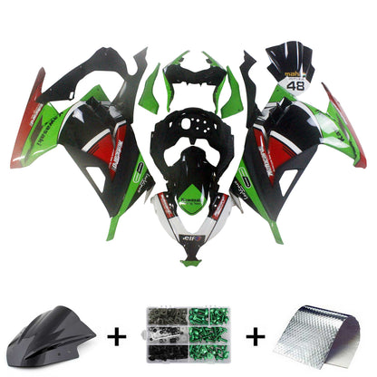 Amotopart Kawasaki 2013-2017 Ex300/Ninja300 Kit di paura rosso verde nero