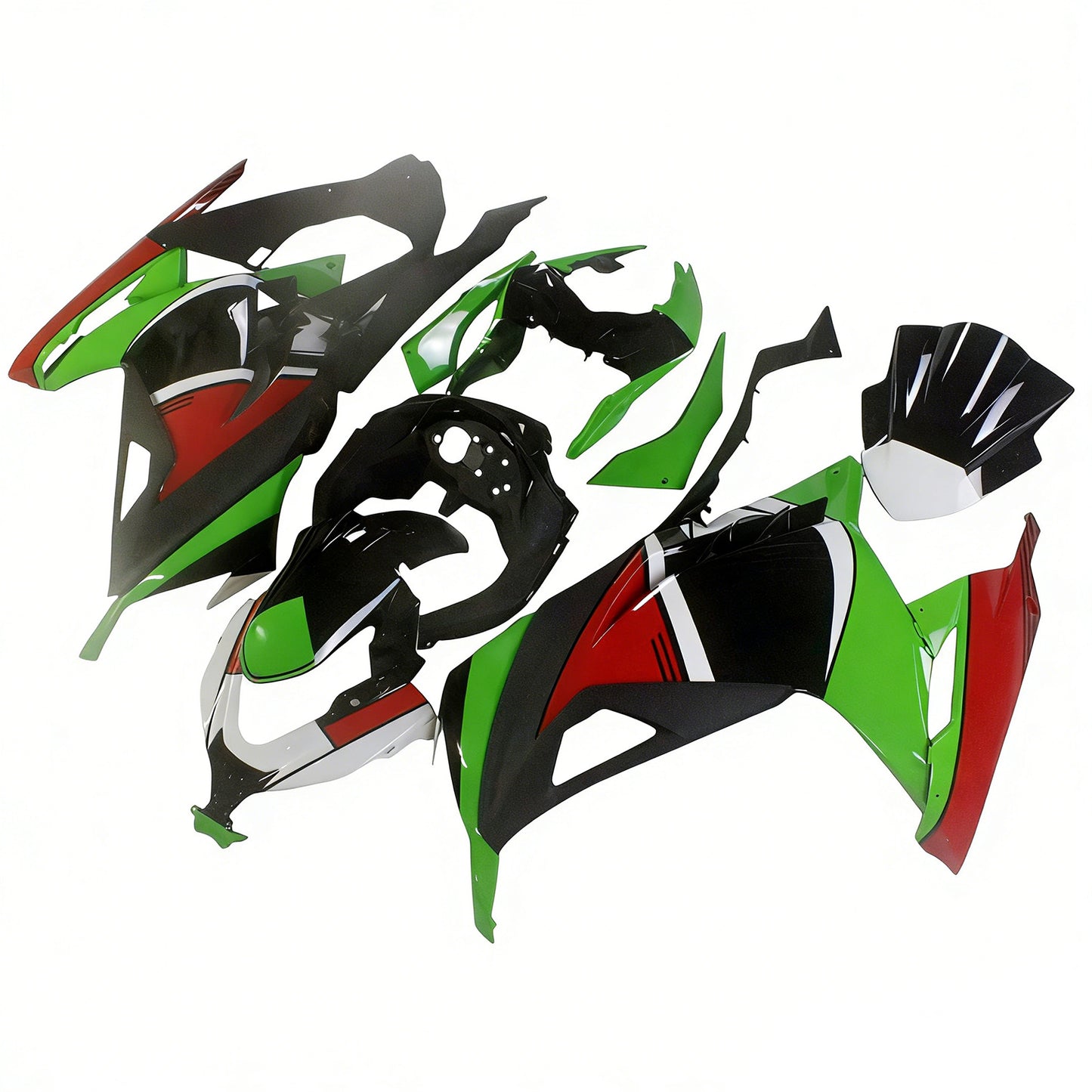 Amotopart Kawasaki 2013-2017 Ex300/Ninja300 Kit di paura rosso verde nero