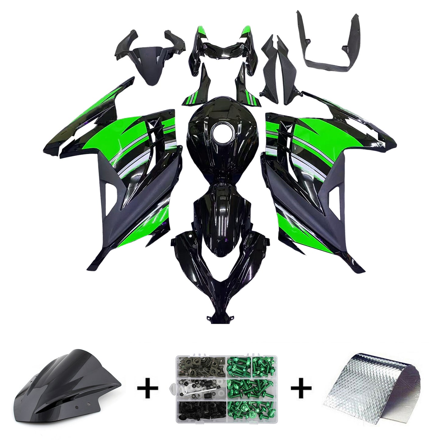 Amotopart Kawasaki EX300/Ninja300 2013-2017 Kit carena Carrozzeria Plastica ABS