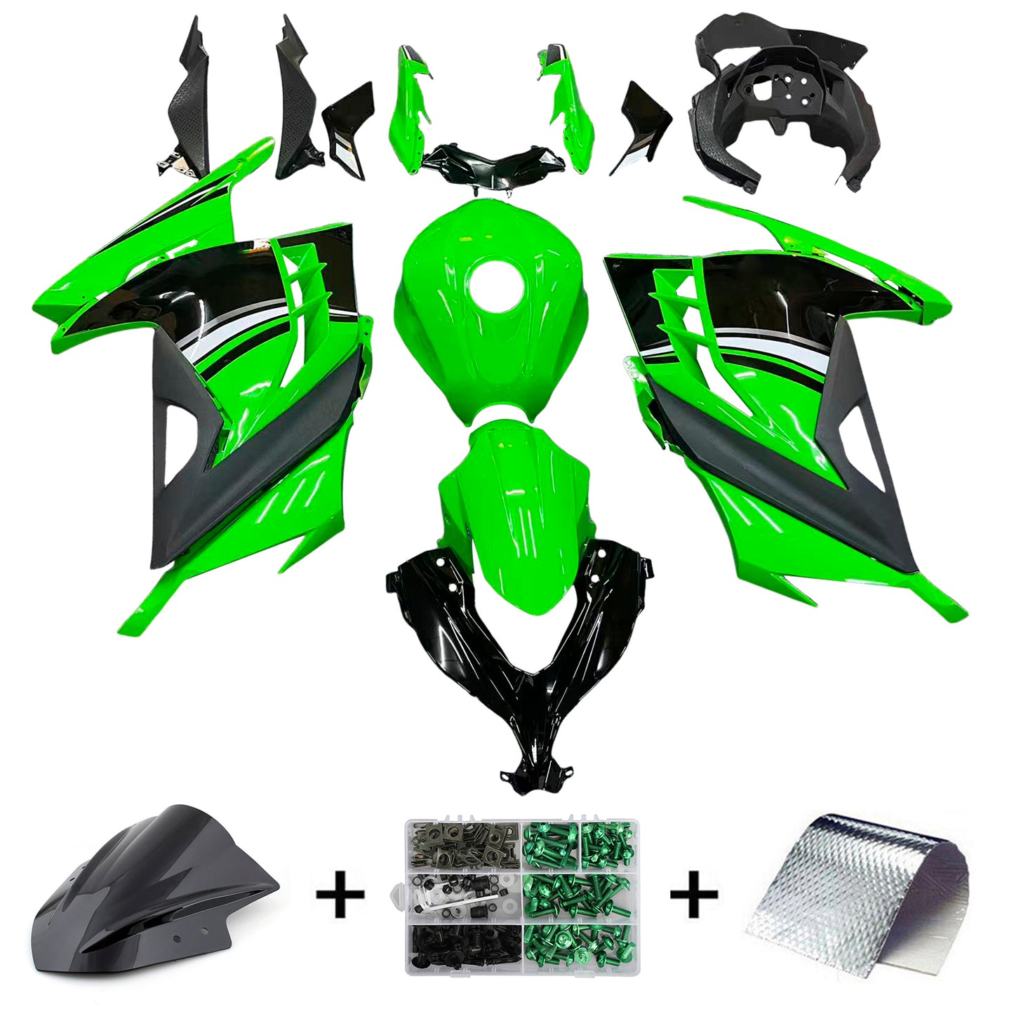 Amotopart Kawasaki EX300/Ninja300 2013-2017 Kit carena Carrozzeria Plastica ABS