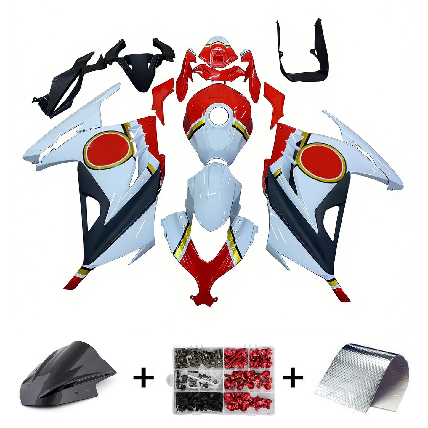 Amotopart Kawasaki EX300/Ninja300 2013-2017 Kit carena Carrozzeria Plastica ABS