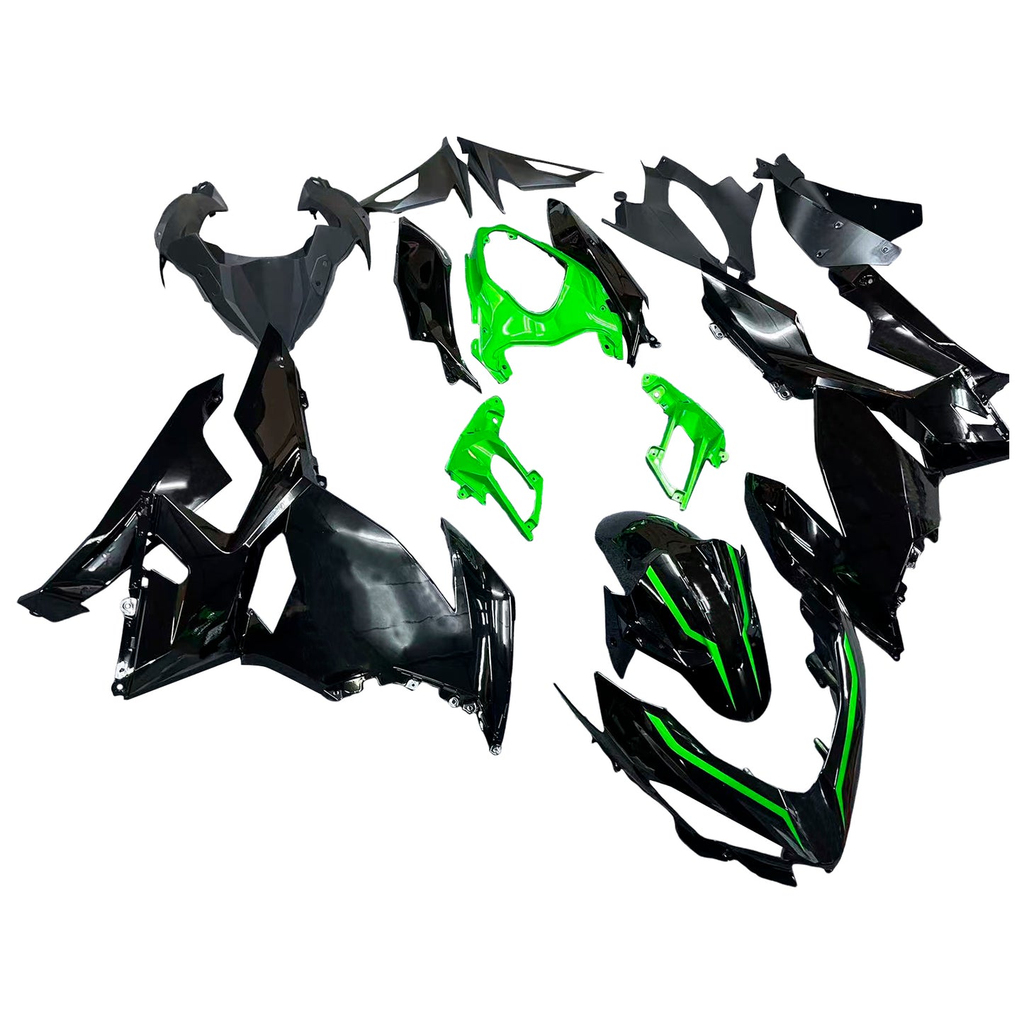 Amotopart 2018-2020 Kawasaki Ex400/Ninja400 Giadding Black & Green Kit