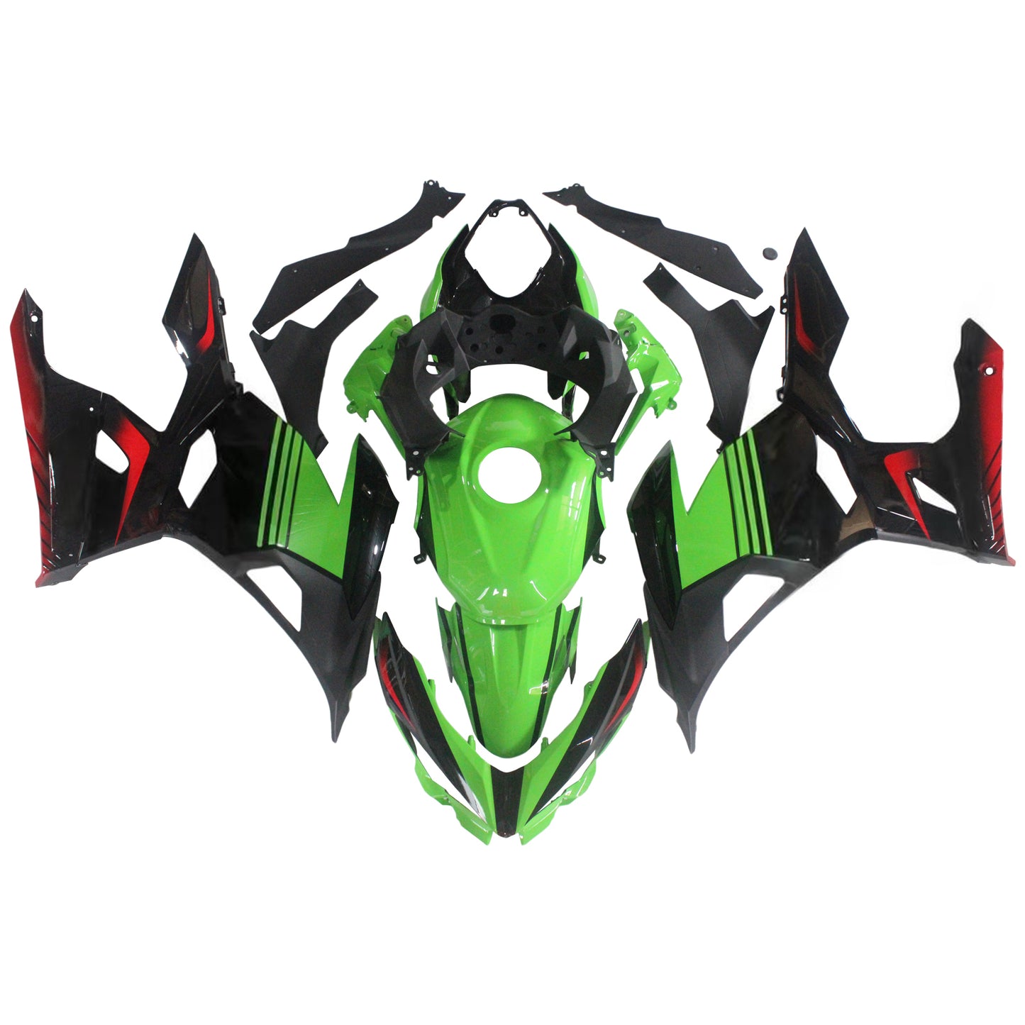 Amotopart Kawasaki Ex400/Ninja400 2018-2020 Green Black Fearing Kit