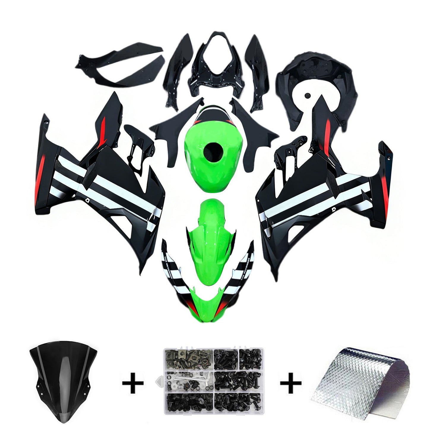 Amotopart Kawasaki EX400 Ninja400 2018-2023 Kit Carenatura Carrozzeria Plastica ABS