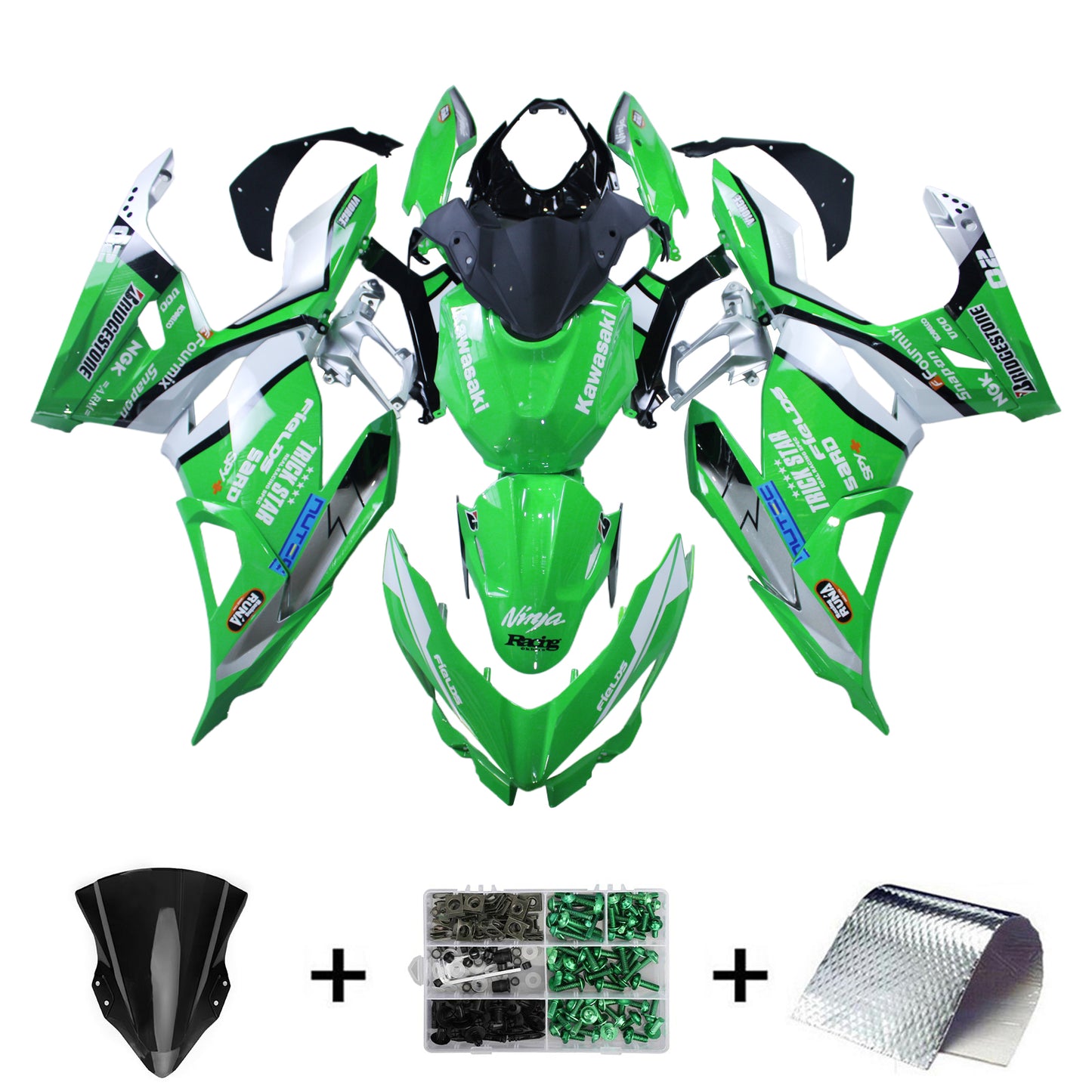 Amotopart Kawasaki EX400 Ninja400 2018-2023 Kit Carenatura Carrozzeria Plastica ABS