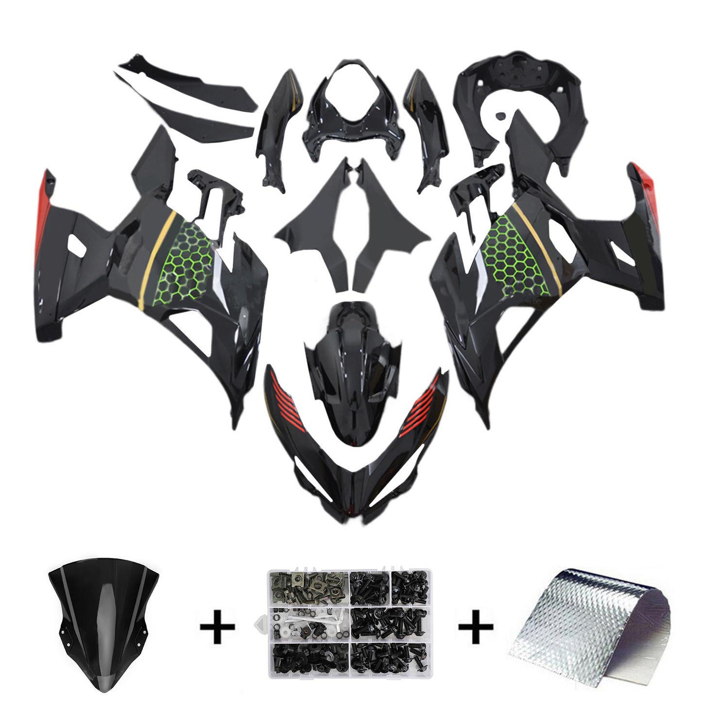 Amotopart Kawasaki EX400 Ninja400 2018-2023 Kit Carenatura Carrozzeria Plastica ABS
