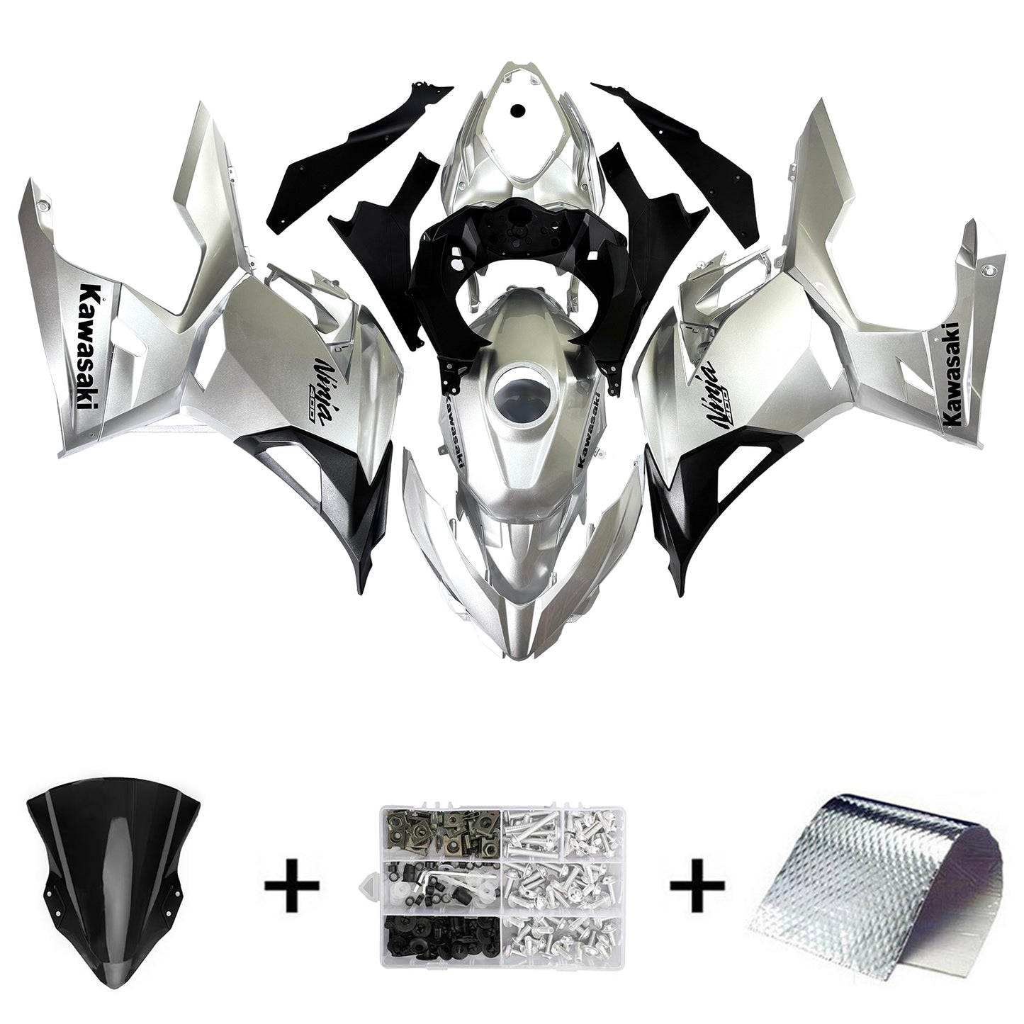 Amotopart Kawasaki EX400 Ninja400 2018-2023 Kit Carenatura Carrozzeria Plastica ABS
