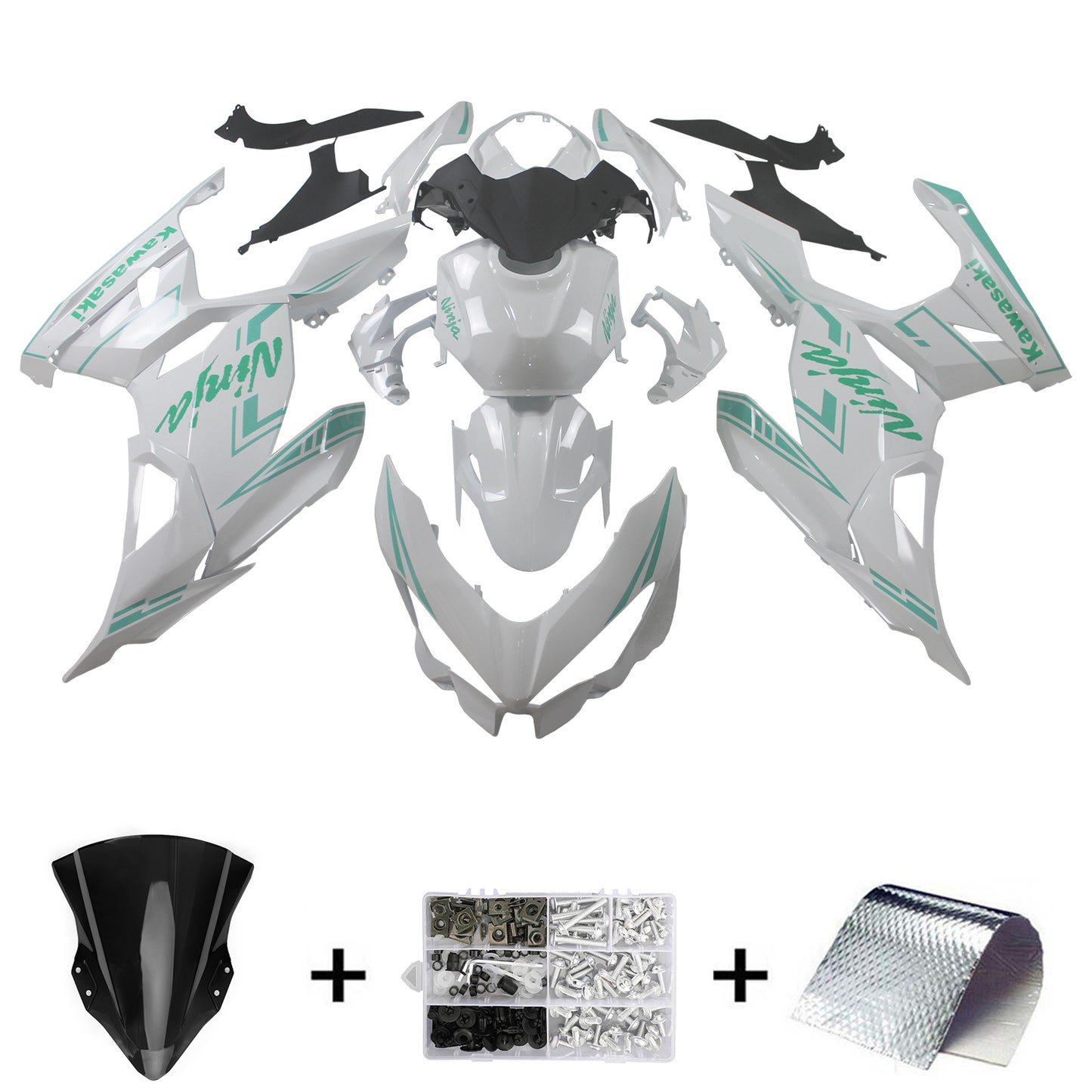 Amotopart Kawasaki EX400/Ninja400 2018-2023 Kit Carena Carrozzeria Plastica ABS