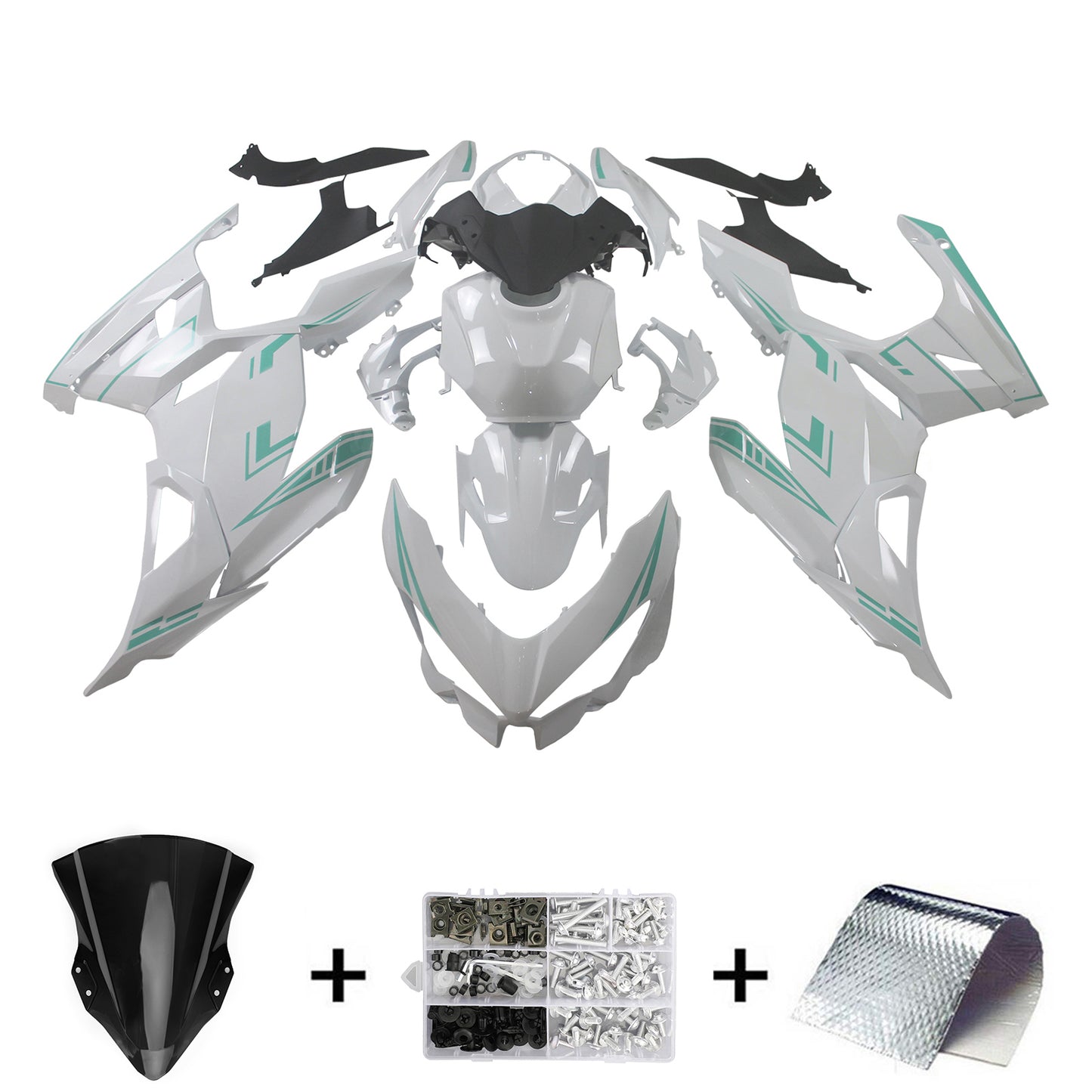 Amotopart Kawasaki EX400/Ninja400 2018-2023 Kit Carena Carrozzeria Plastica ABS