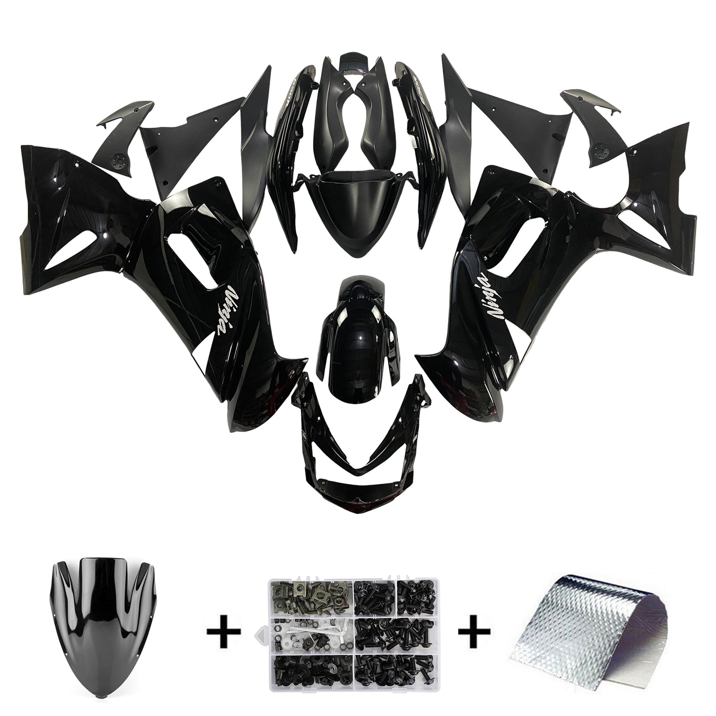 Amotopart Kawasaki 2006-2008 ER6F/NINJA650 KIT FAMERA DELLA GLOSS BLACO