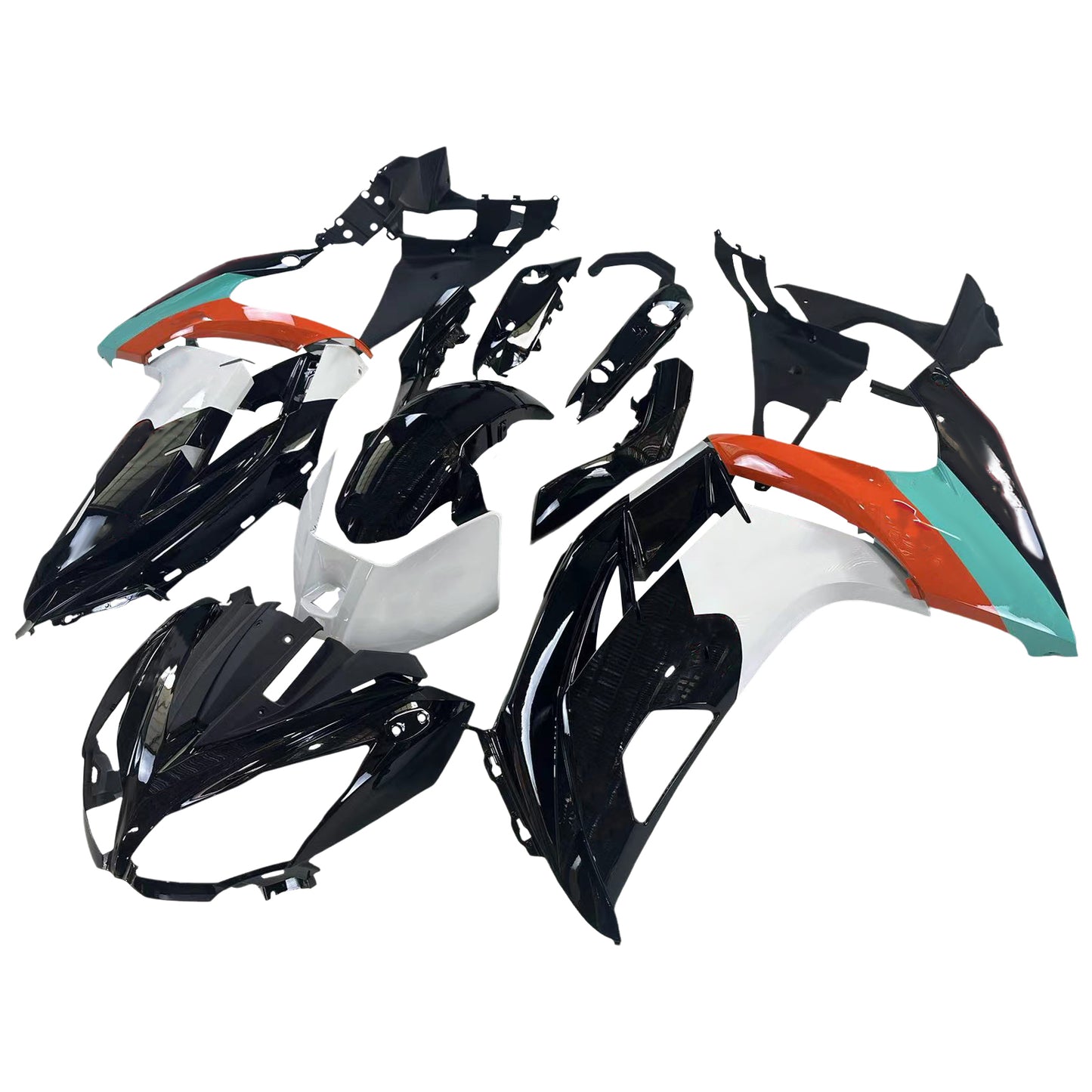 Amotopart 2012-2016 Kawasaki Ninja 650 kit carenatura arancione bianco nero
