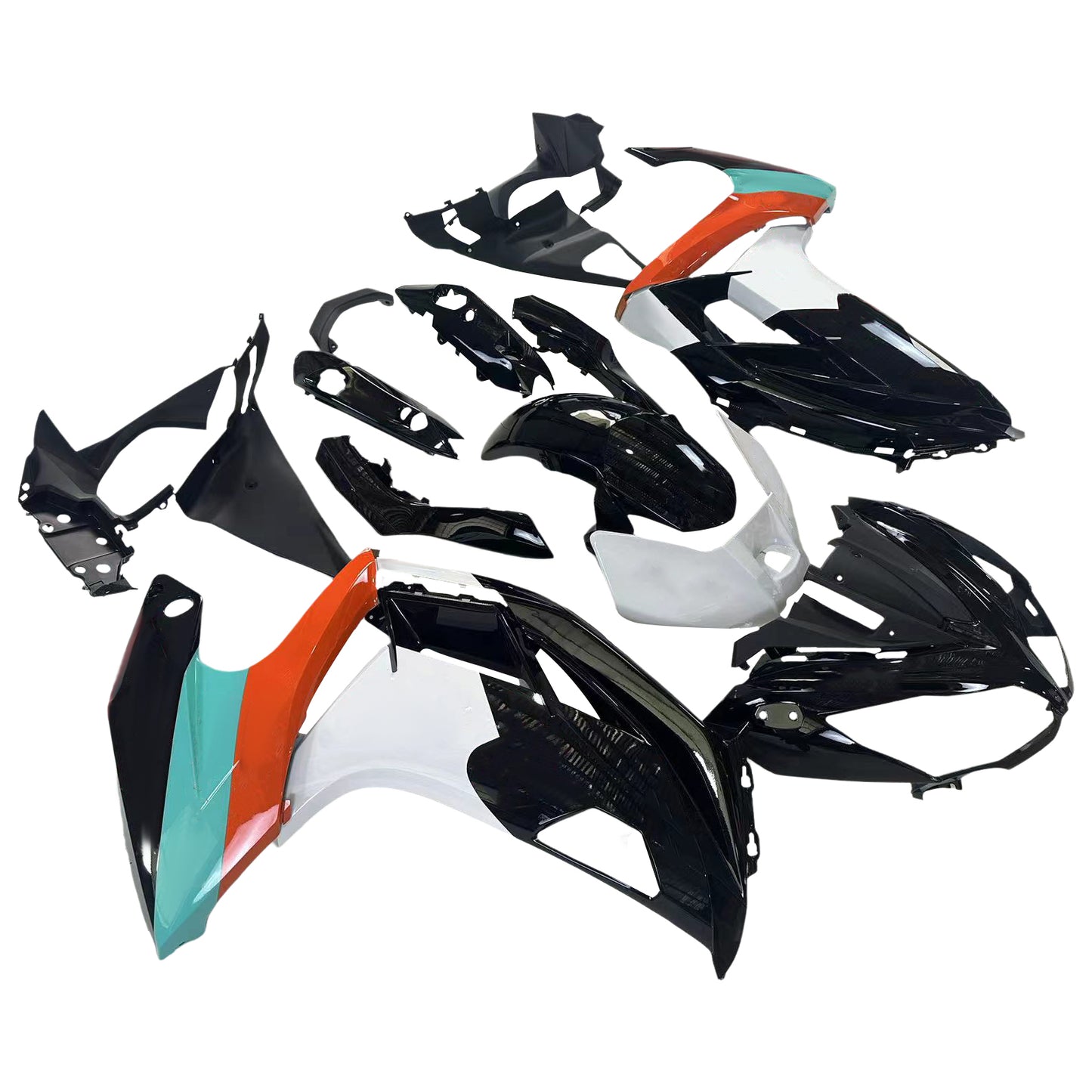 Amotopart 2012-2016 Kawasaki Ninja 650 kit carenatura arancione bianco nero