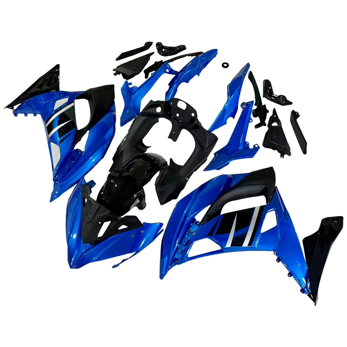 Amotopart Kawasaki ER6F/NINJA650R 2017-2019 kit di carenatura blu lucida