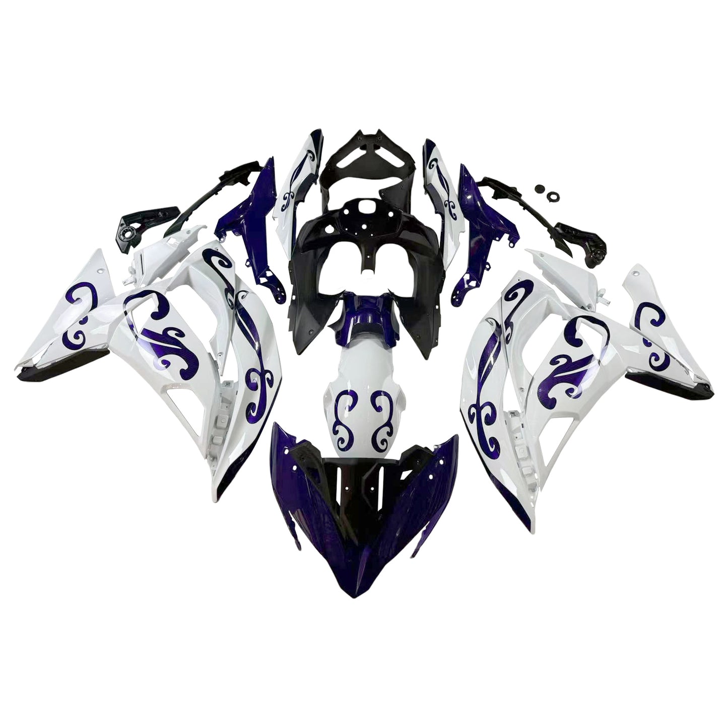 Amotopart Kawasaki ER6F/NINJA650R 2017-2019 Kit di paura bianco e viola