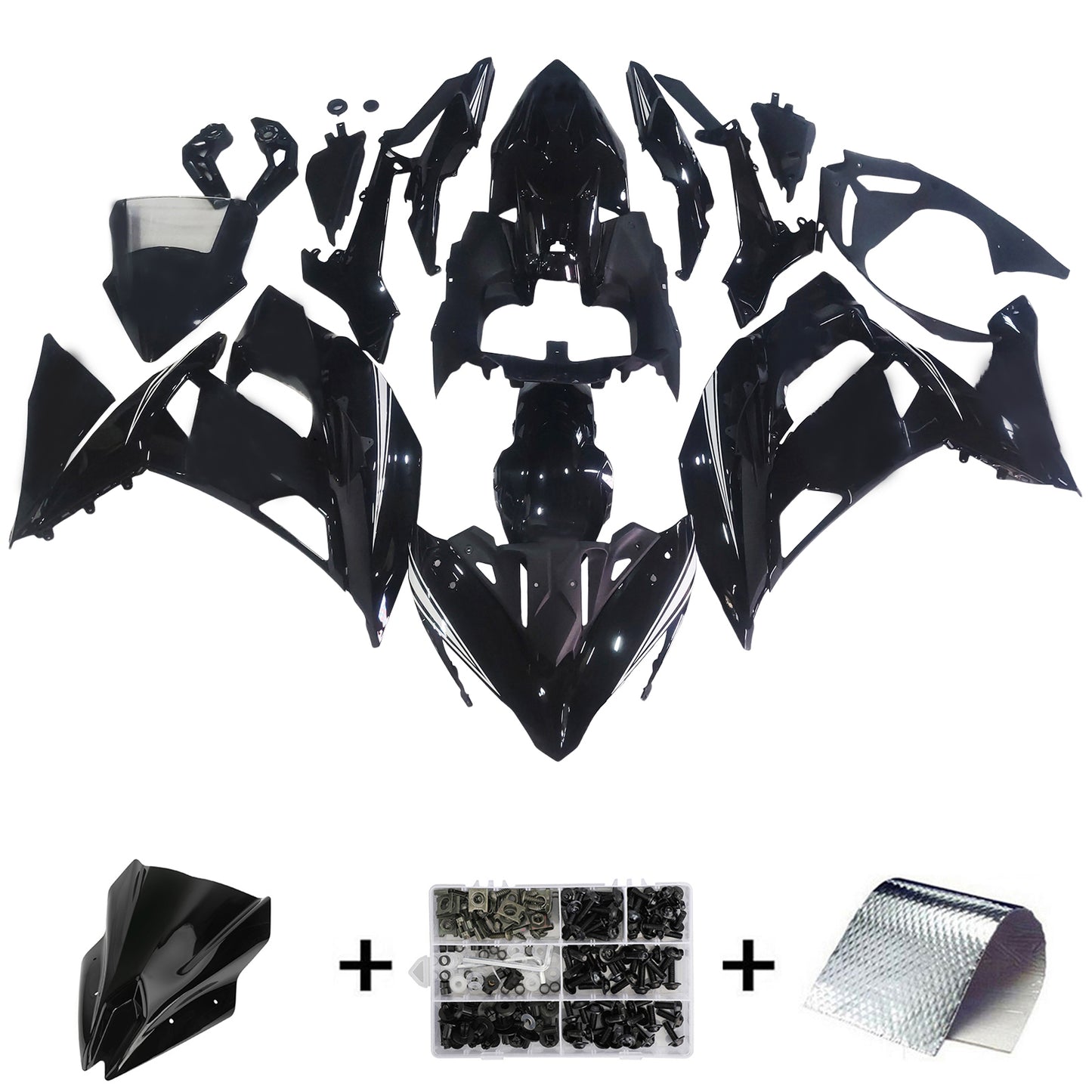 Amotopart Kawasaki ER6F/Ninja650R 2017-2019 Kit carena Carrozzeria Plastica ABS