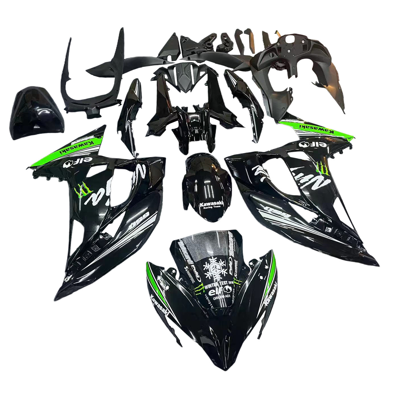 Amotopart Kawasaki ER6F/Ninja650R 2017-2019 Kit carena Carrozzeria Plastica ABS