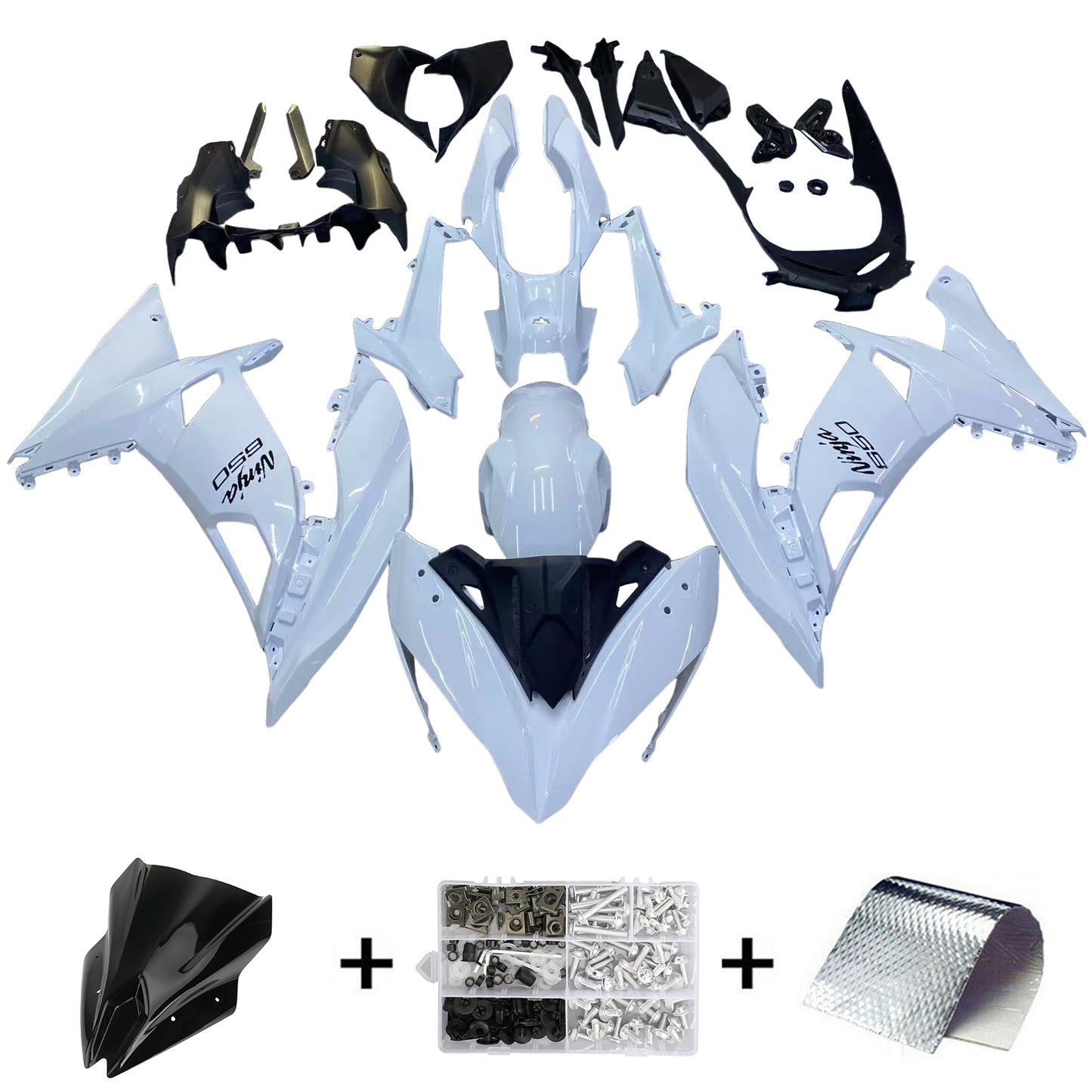 Amotopart Kawasaki ER6F/Ninja650R 2017-2019 Kit carena Carrozzeria Plastica ABS