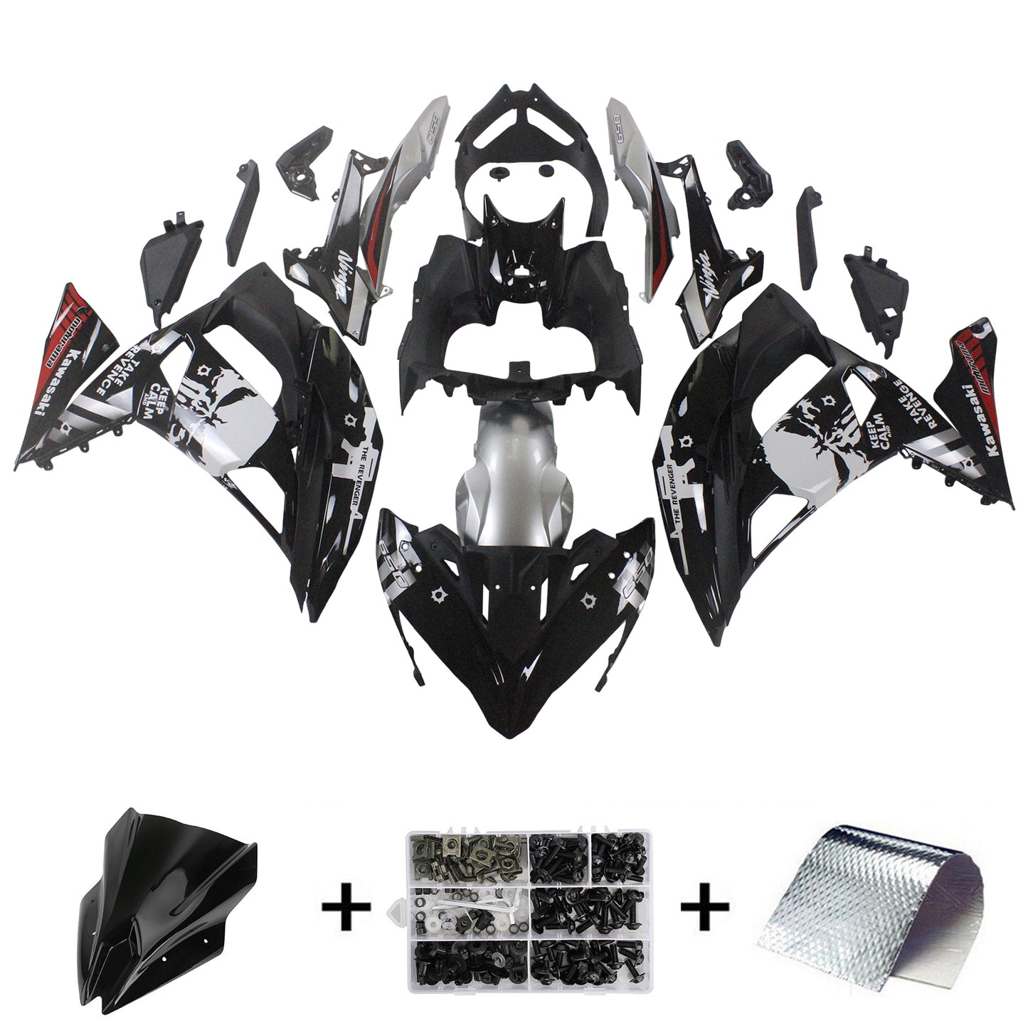 Amotopart Kawasaki ER6F/Ninja650R 2017-2019 Kit carena Carrozzeria Plastica ABS