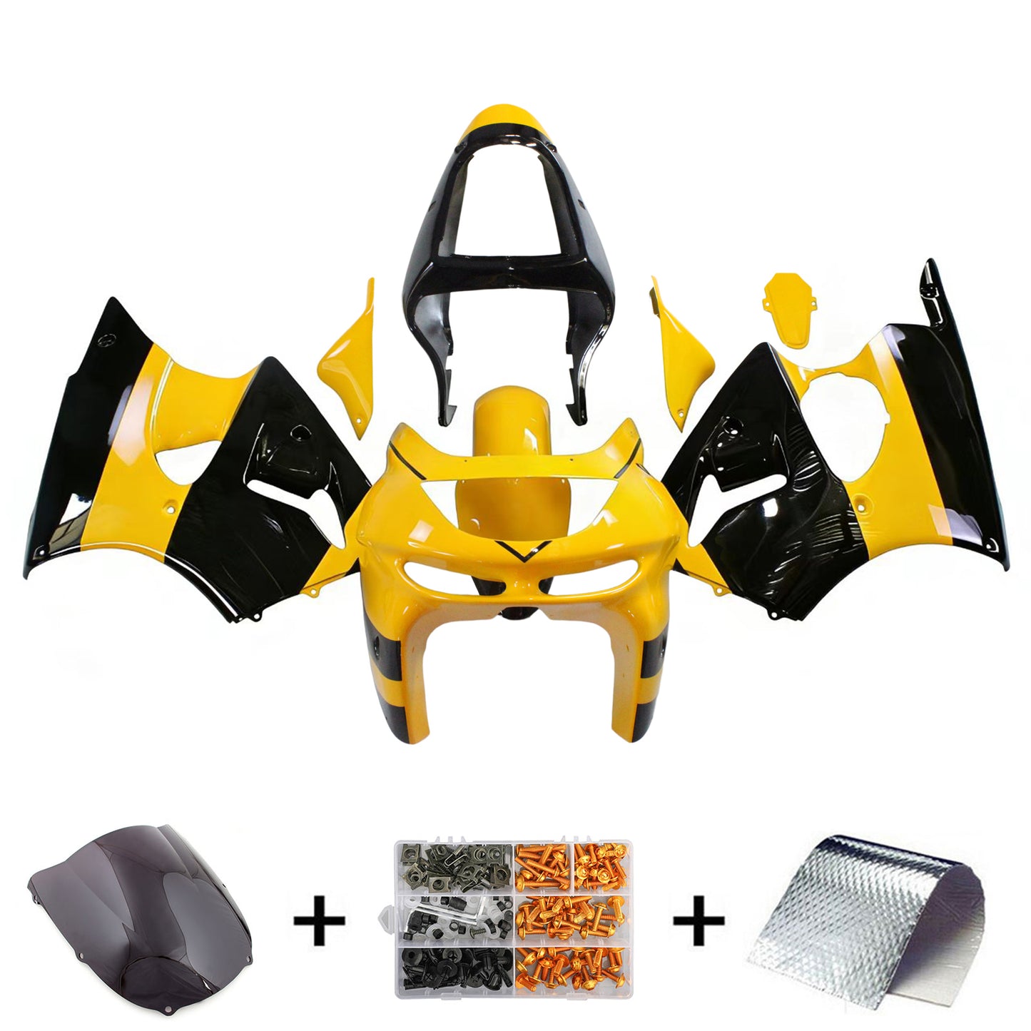 Amotopart Kawasaki ZX6R 1998-1999 kit fax giallo e nero