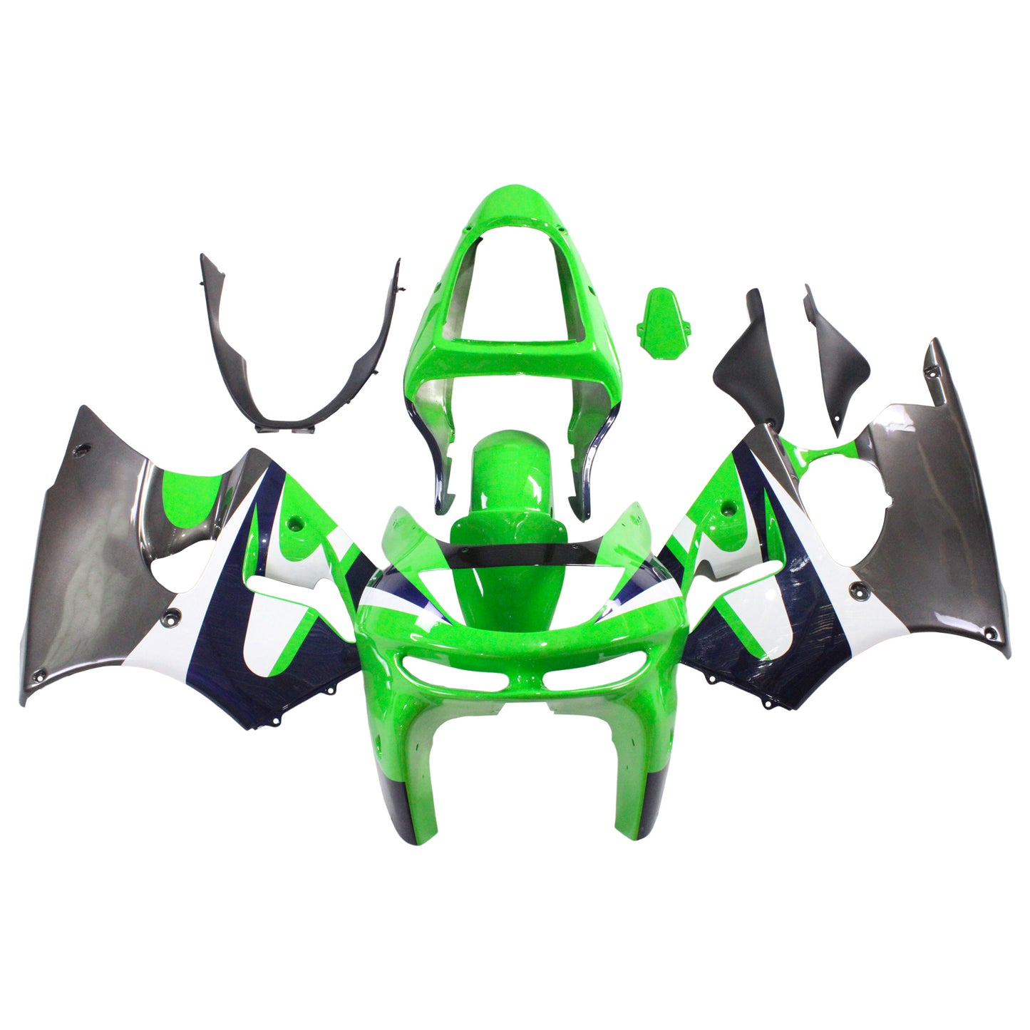 Amotopart Kawasaki ZX6R 1998-1999 Kit verde e nero