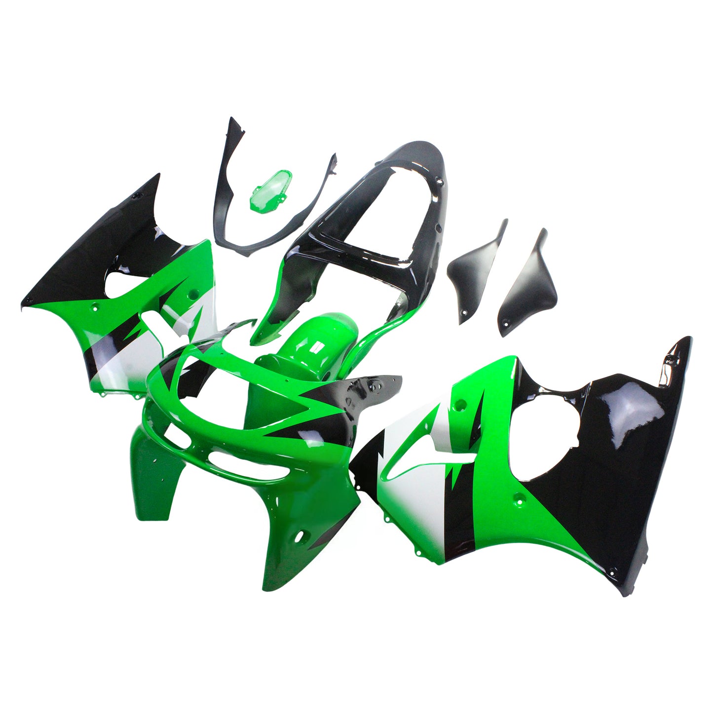 Amotopart Kawasaki ZX6R 1998-1999 kit di abbigliamento nero verde