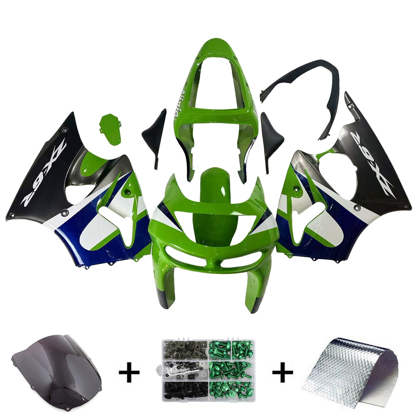 Amotopart Kawasaki ZX6R 1998-1999 Kit carena Carrozzeria Plastica ABS