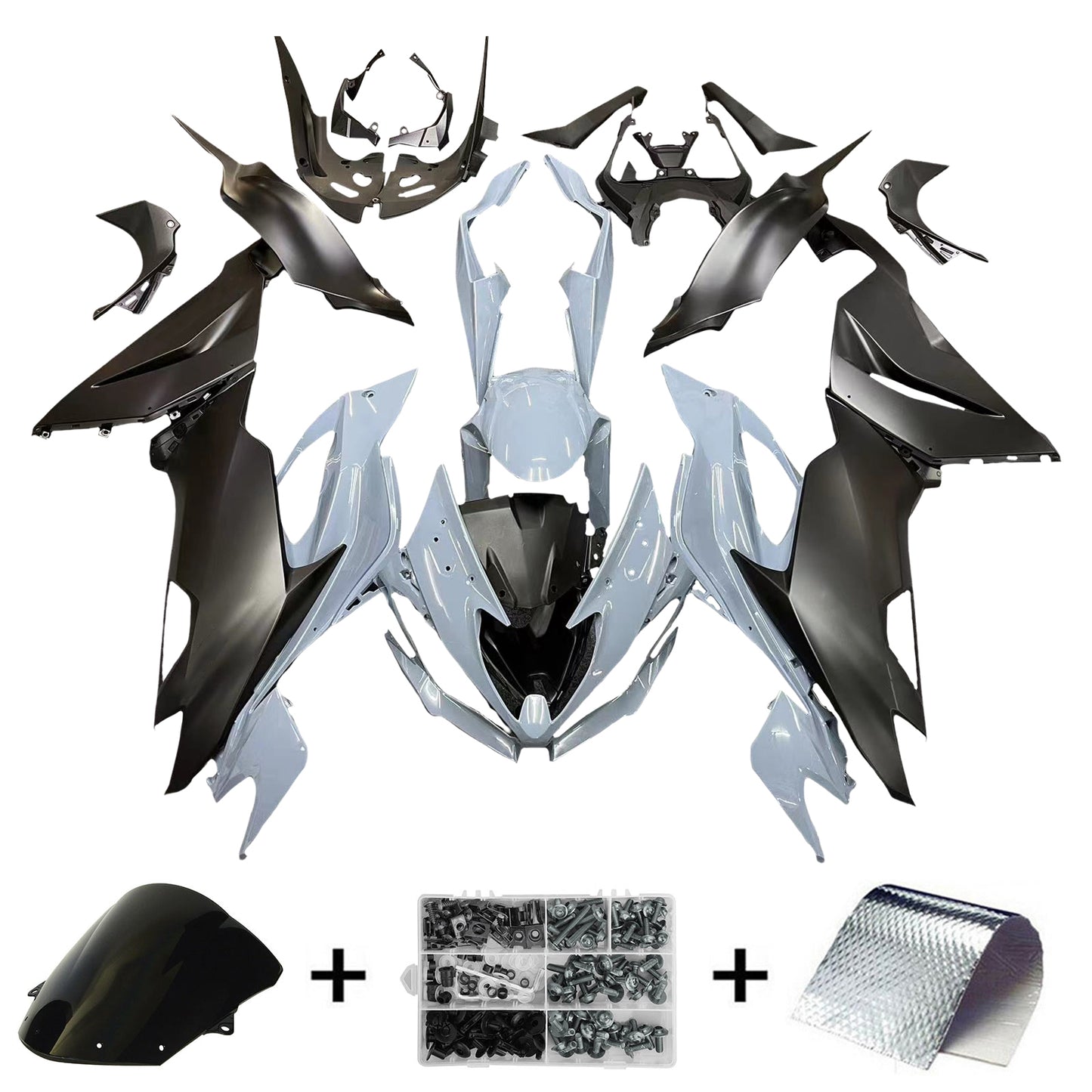 Amotopart Kawasaki ZX6R 2019-2020 Kit di rivestimento nero grigio