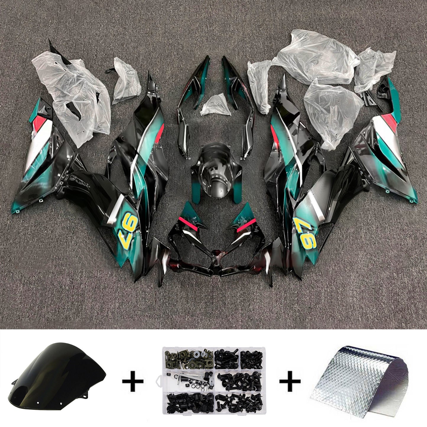 Kit carenatura iniezione in plastica ABS adatto per Kawasaki ZX6R 2019-2023