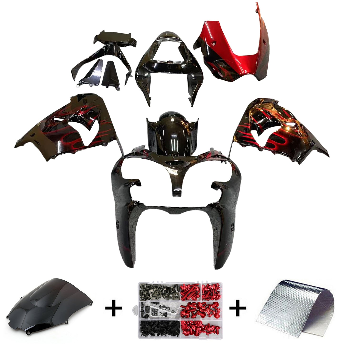 Amotopart Kawasaki ZX9R 2002-2003 Kit carena Carrozzeria Plastica ABS