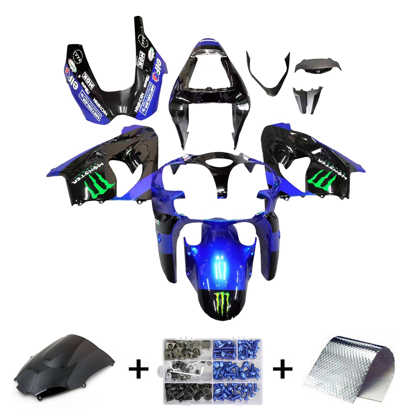 Amotopart Kawasaki ZX9R 2002-2003 Kit carena Carrozzeria Plastica ABS