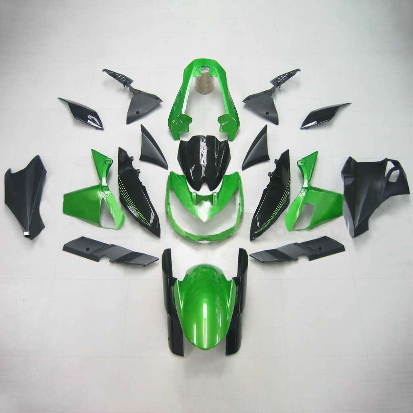 Amotopart Kawasaki Z1000 2010-2013 Kit di rivestimento nero verde evidente