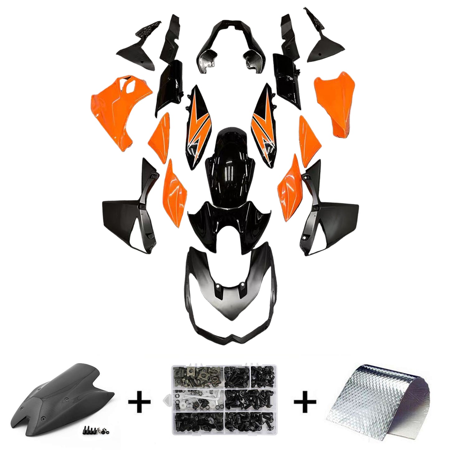 Amotopart Kawasaki Z1000 2010-2013 kit di rivestimento nero altamente arancione