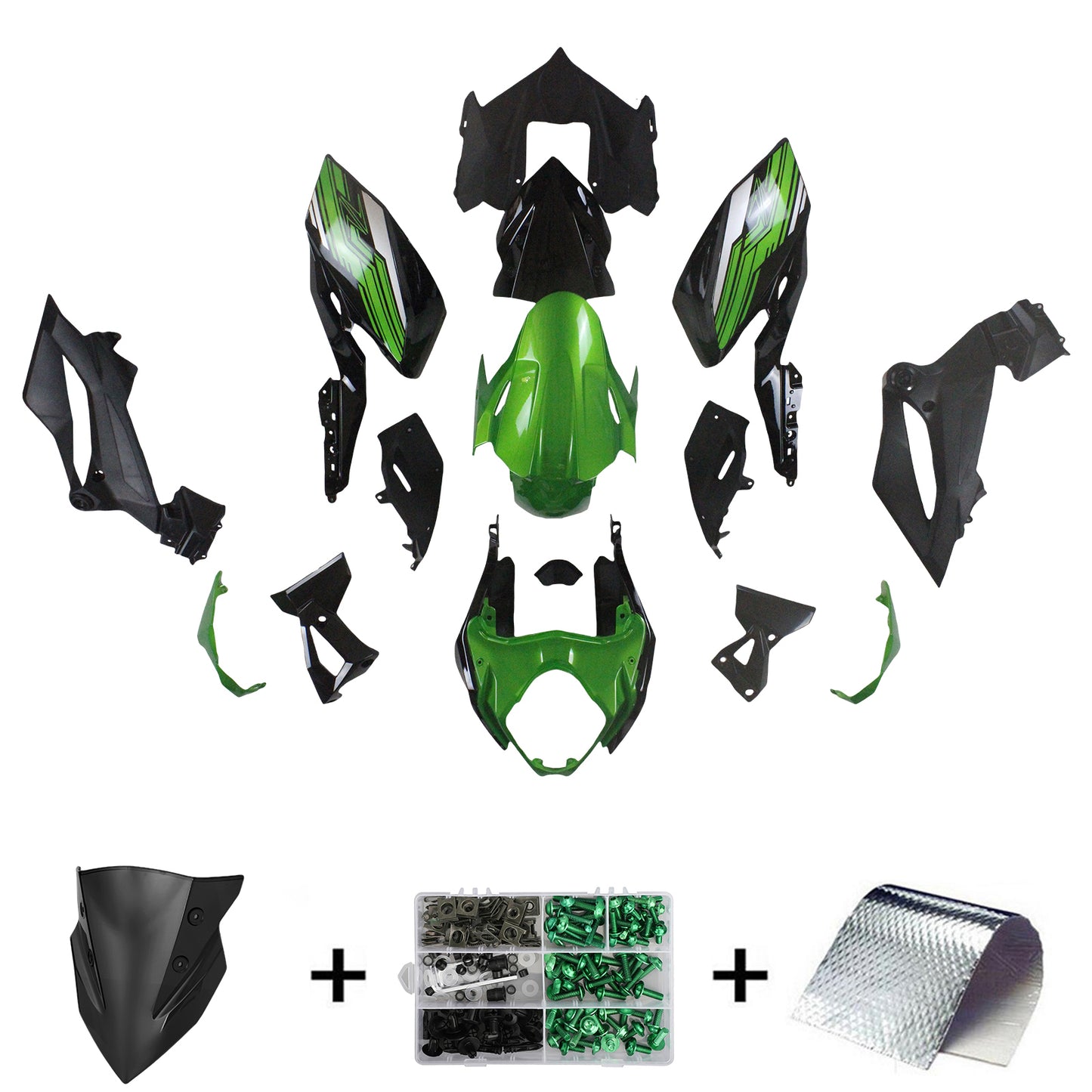 Amotopart Kawasaki 2018-2020 Z400 Green Black Trigger Kit