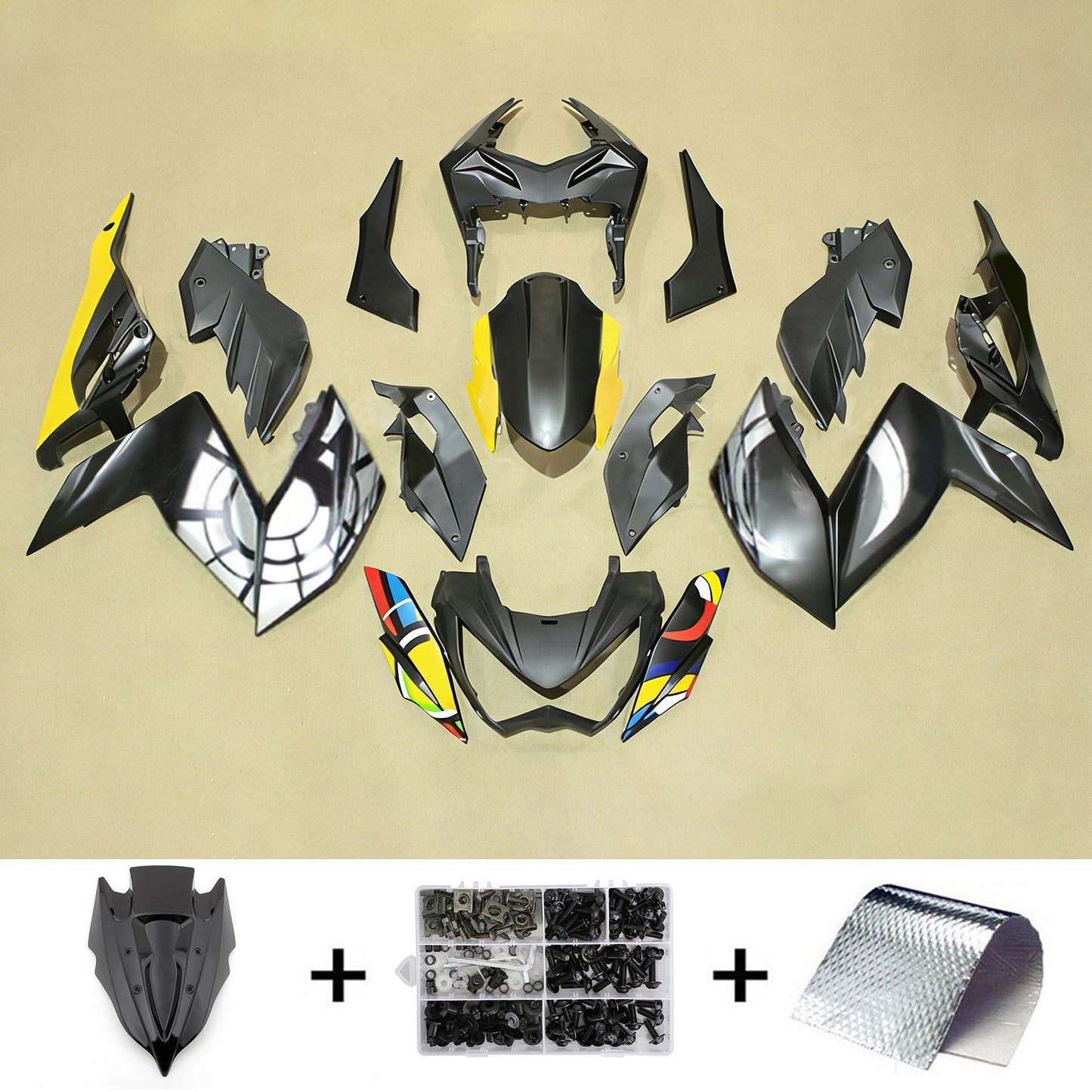 Amotopart Kawasaki Z250 Z300 2015-2016 Kit carena Carrozzeria Plastica ABS