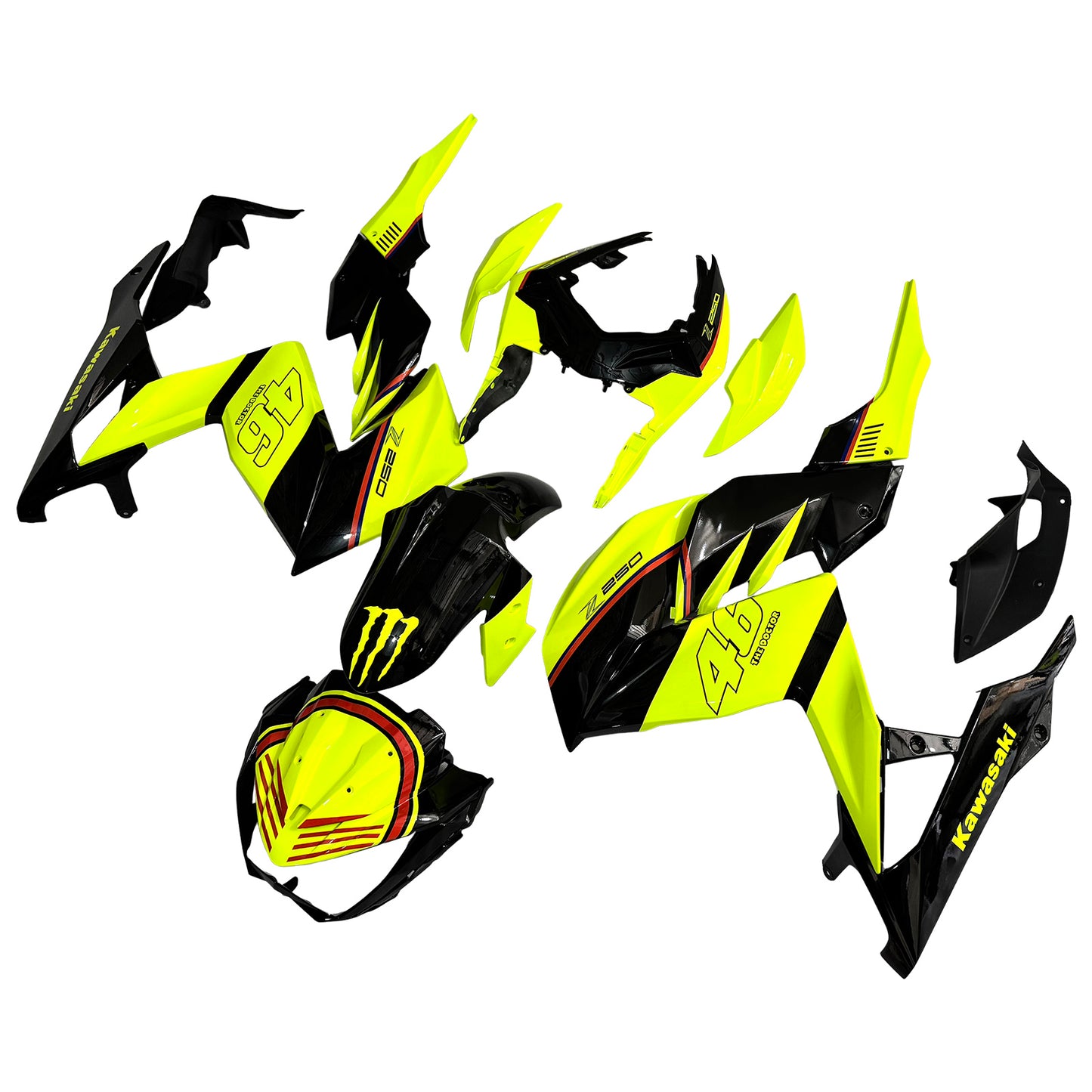 Amotopart Kawasaki Z250 Z300 2015-2016 Kit carena Carrozzeria Plastica ABS