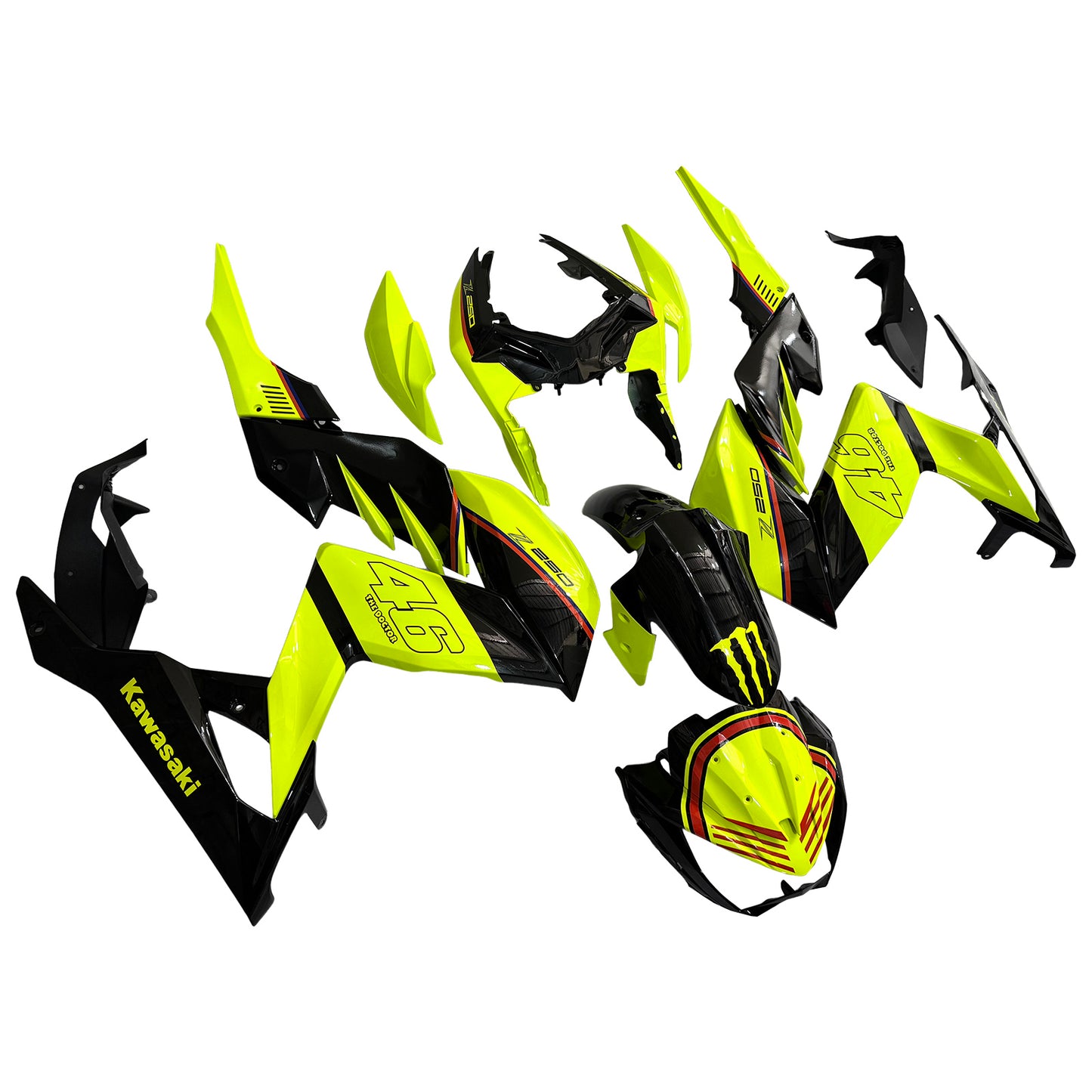 Amotopart Kawasaki Z250 Z300 2015-2016 Kit carena Carrozzeria Plastica ABS