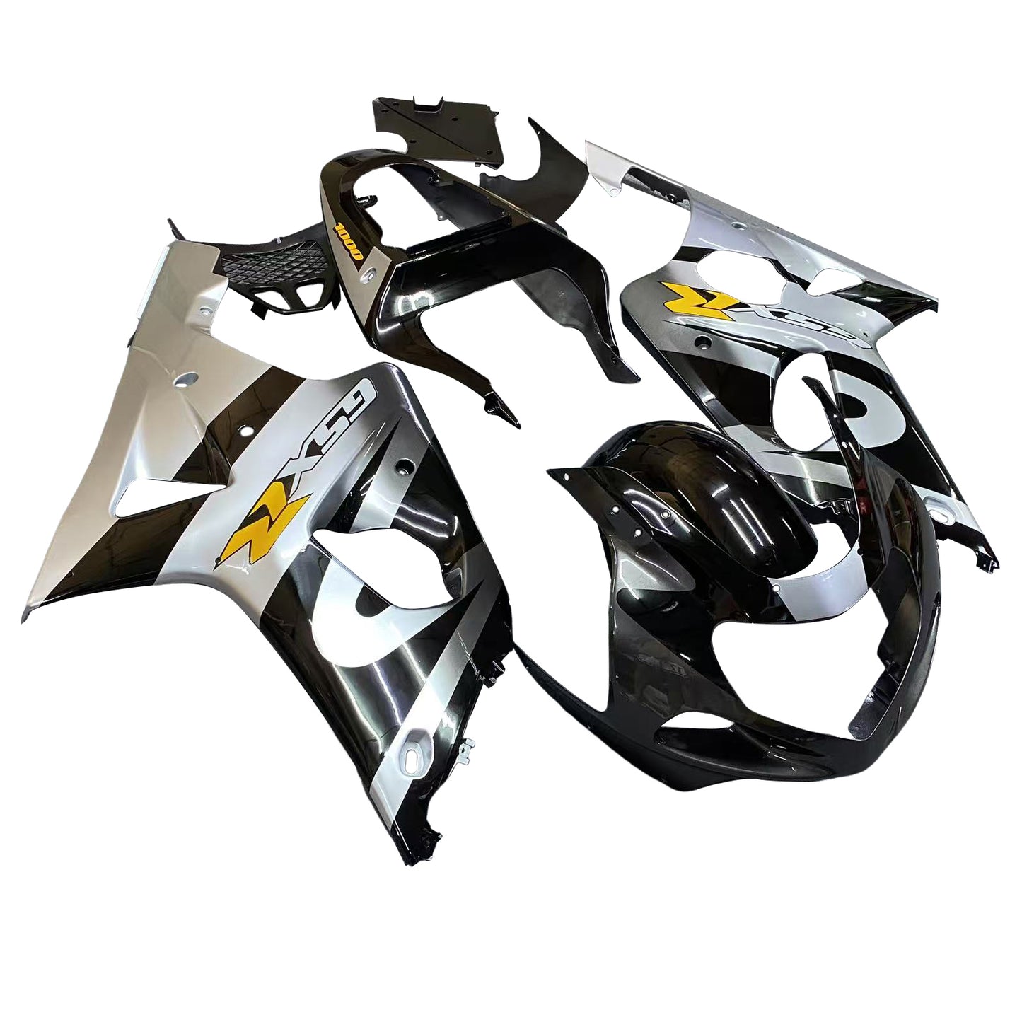 Amotopart 2000-2002 Suzuki GSXR1000 Cladding Black & Sliver Kit