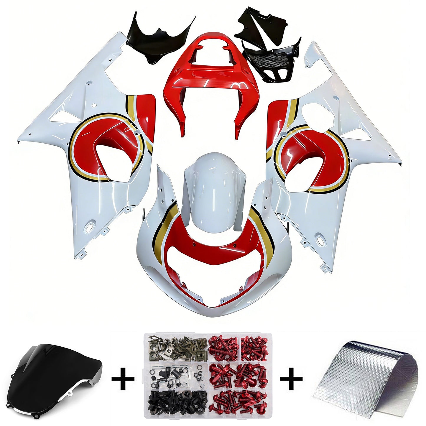 Carene 2000-2002 Suzuki GSXR 1000 White & Red Lucky Strike Racing Generic