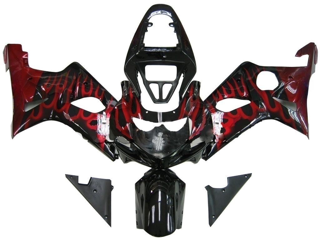 Carene 2000-2002 Suzuki GSXR 1000 Black & Red Flame Racing Generic