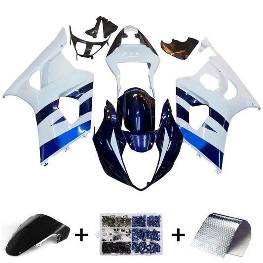 Amotopart 2003-2004 Suzuki GSXR1000 Cladding White? & kit blu scuro