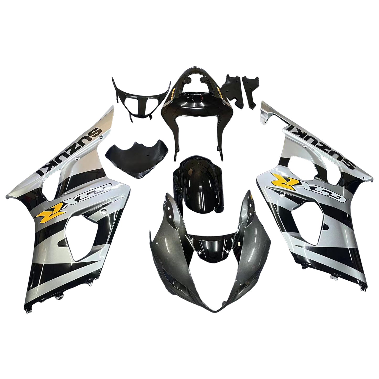 Carene 2003-2004 Suzuki GSXR 1000 Silver &amp; Black GSXR Racing Generico