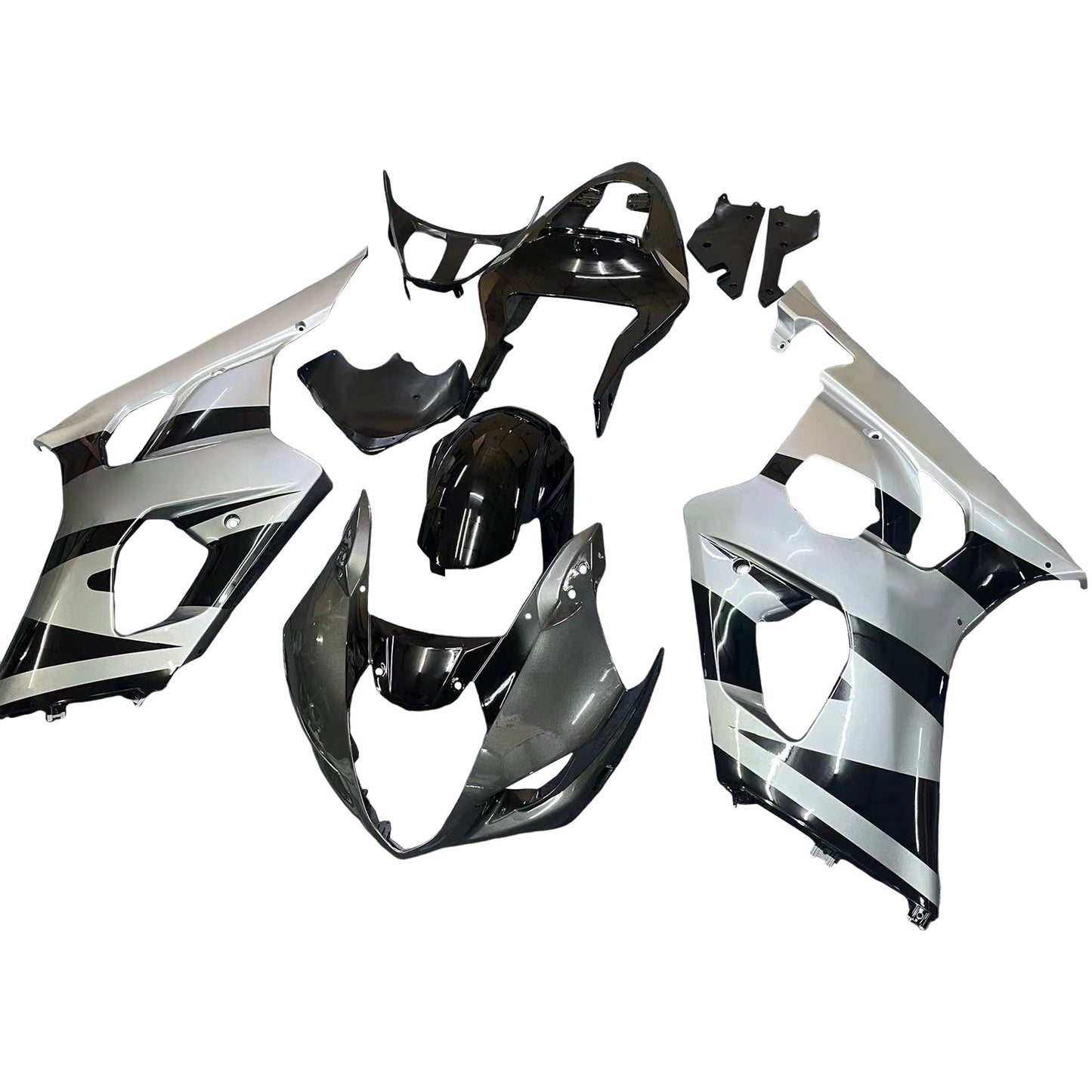 Carene 2003-2004 Suzuki GSXR 1000 Silver &amp; Black GSXR Racing Generico
