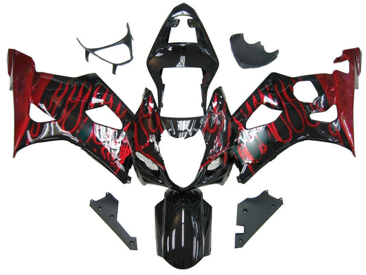 Carene 2003-2004 Suzuki GSXR 1000 Black & Red Flame Generic