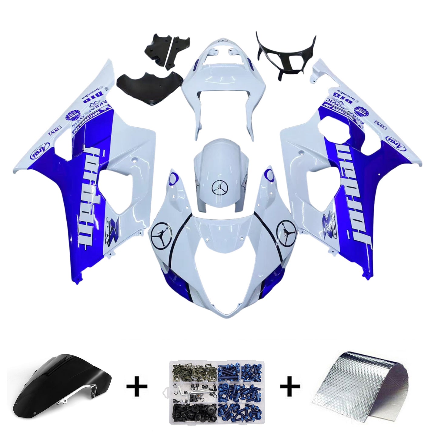 Carene 2003-2004 Suzuki GSXR 1000 Bianco &amp; Blu Jordan Generic