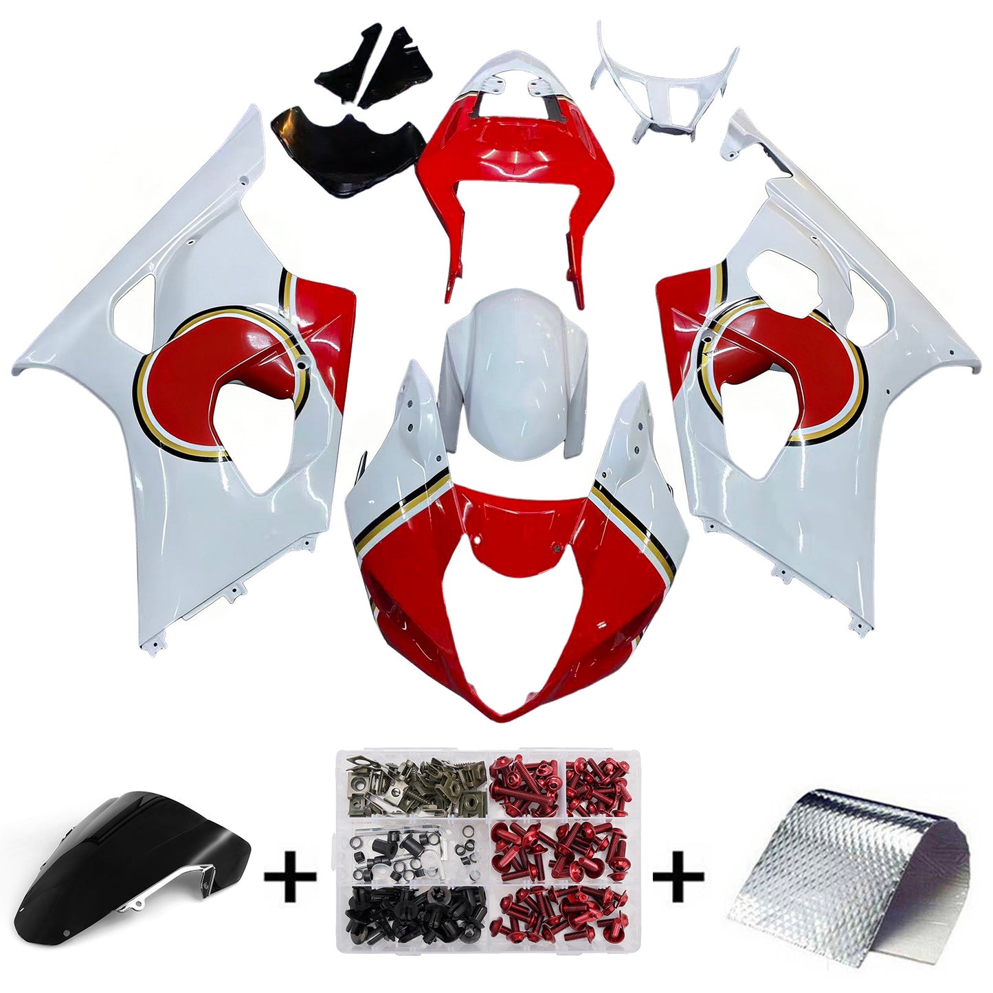 Carene 2003-2004 Suzuki GSXR 1000 Bianco e Rosso Lucky Strike Generic