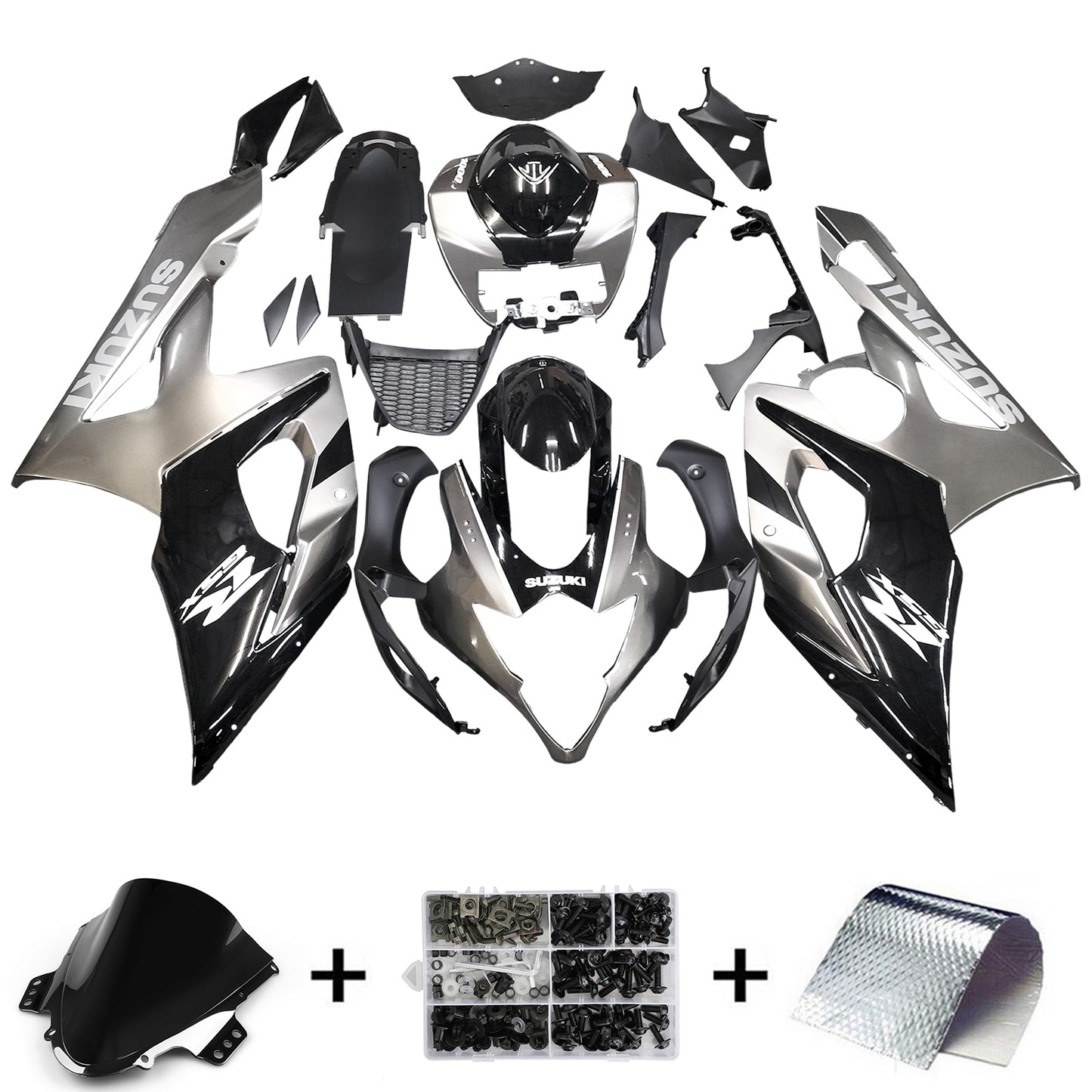 Amotopart 2005-2006 Suzuki GSXR1000 Cladding G-Black & Sliver Kit