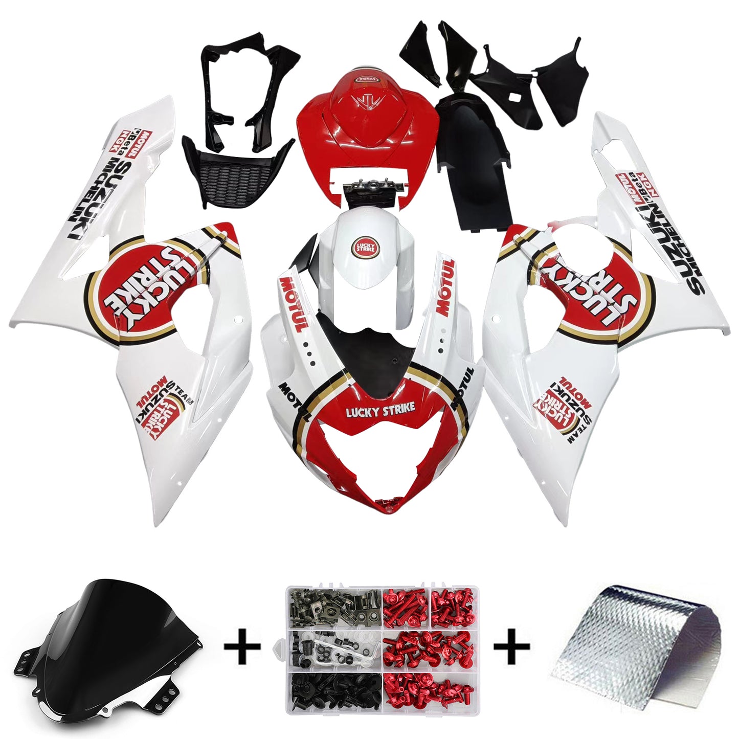 Carene 2005-2006 Suzuki GSXR 1000 White &amp; Red Lucky Strike Racing Generic