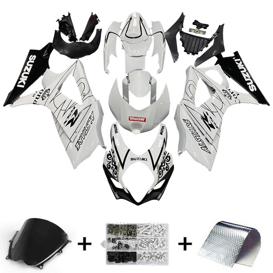 Per GSXR1000 2007-2008 Carrozzeria Carenatura ABS bianco Set plastica stampata ad iniezione Generico