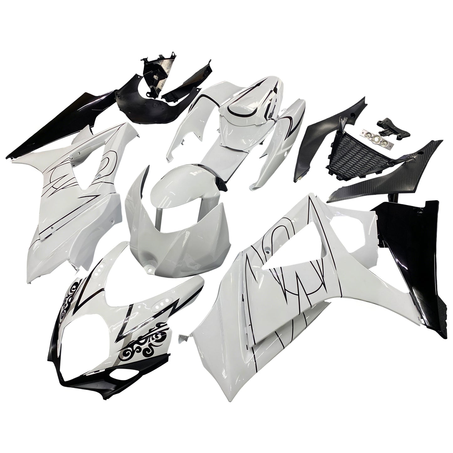 Carene 2007-2008 Suzuki GSXR 1000 Bianco Nero Alstare Racing Generico